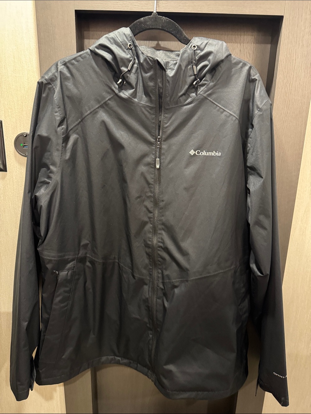 Black Windbreaker with white lettering- Men's